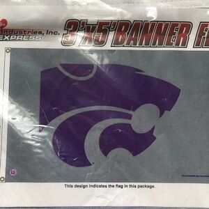 Kansas State Wildcats KSU flag outdoor indoor gray grey purple NEW
